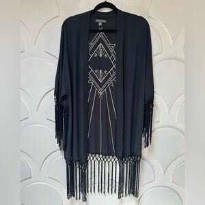 Kendall & Kylie Black Fringe Kimono